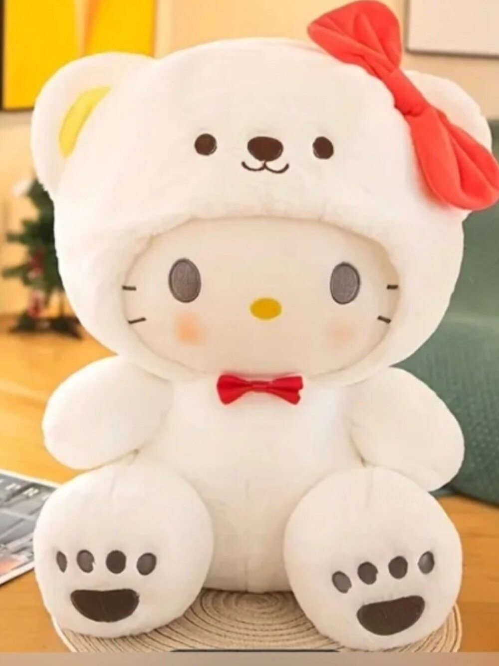 Hello Kitty Plush White Bear Costume Kawaii Stuffed Animal